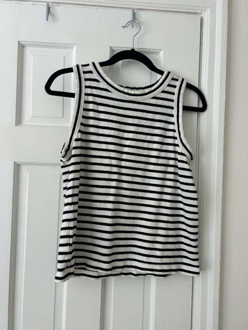 LOFT Black & White Striped Ribbed Tank